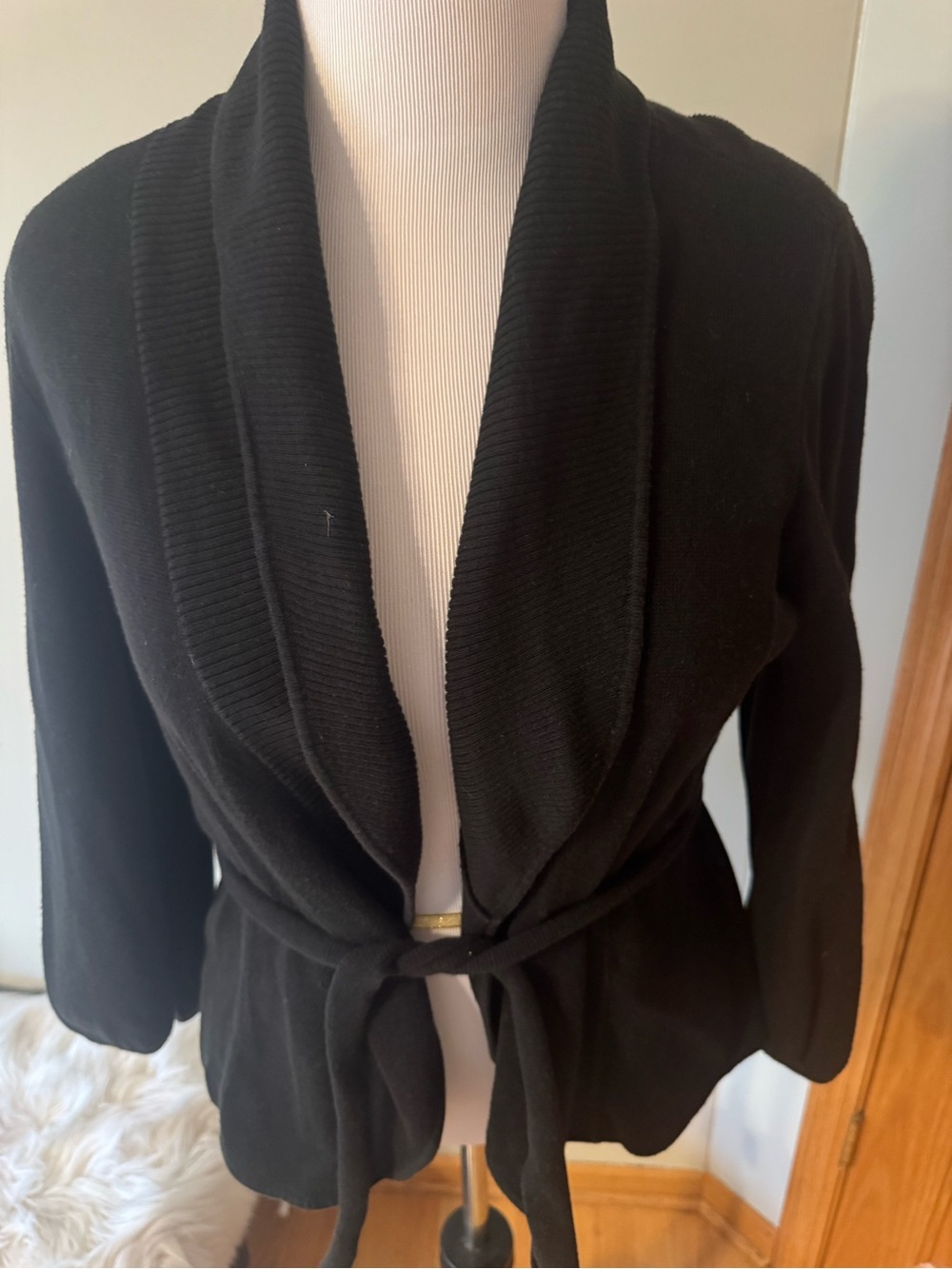 LOFT Black and White Ribbed Turtleneck Sweater